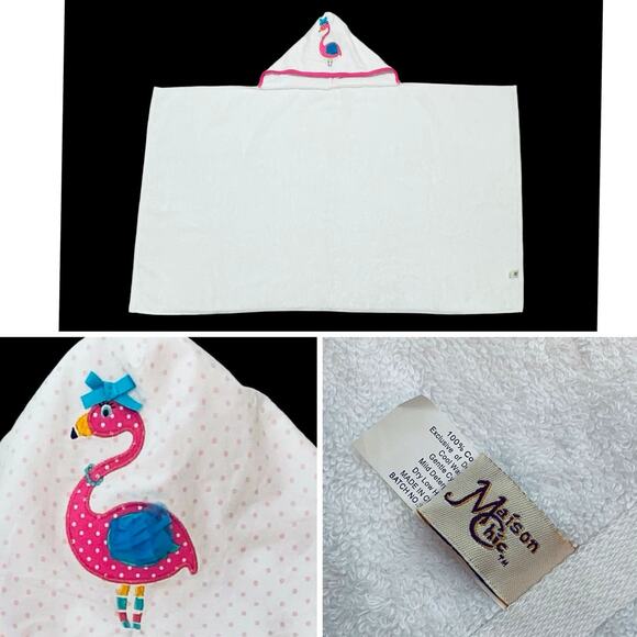 Hooded Cotton Towel For Kids Pink Flamingo For Beach Bath Pool 28x52 Inches NWT - Picture 2 of 10